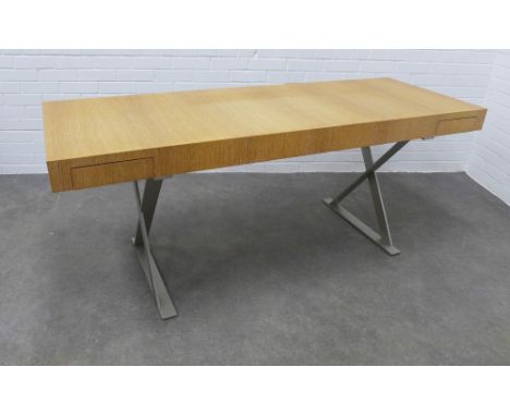 A 'Max' light  oak writing desk by Antonio Citterio for Maxalto, designed 2001, 72 x 180 x 65cm. 