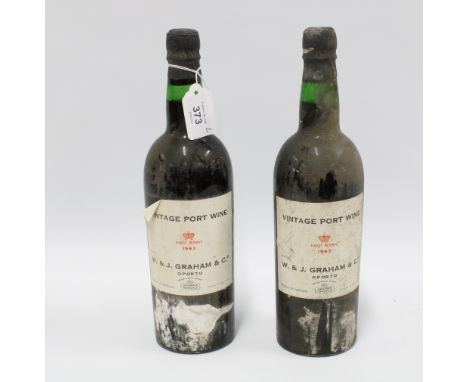 W &amp; J Graham &amp; Co, Oporto, Vintage Port Wine Finest Reserve 1963, two bottles (2) 