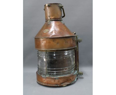 A W. Harvie &amp; Co Ltd, Glasgow copper ships lantern light. 58 x 38cm. 