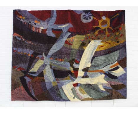 Mid century Aubusson tapestry by Robert Wogensky (1919 - 2019) woven in the Legoueix workshop and signed, dated 66. 150 x 196