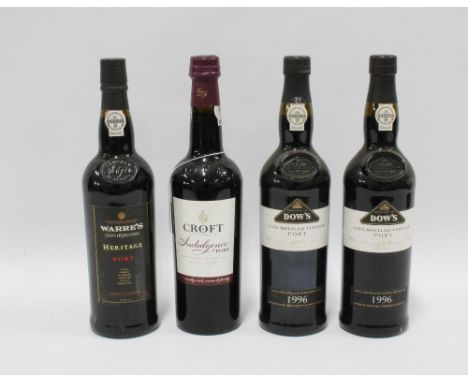 Four bottles of port to include two bottles of Dow's Late Bottled Vintage Port, 1996, Warre's heritage Port and Croft |Indulg