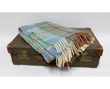 Liberty's wool blanket in shades of blue, green and orange, approximately 130 x 168cm together with a vintage Watajoy travel 