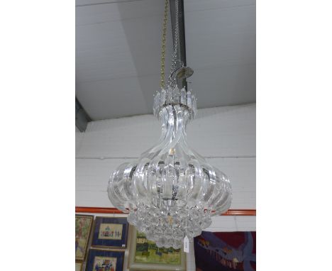Perspex chandelier light fitting, modern, 80 x 54cm. 