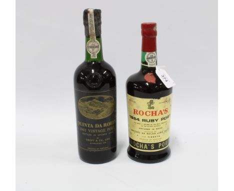 Rocha's 1964 Ruby Port, bottled in 1975 by Antonio Da Rocha Leao, 20%,  75cl and a bottle of Quinta Da Roeda 1967 Vintage Por