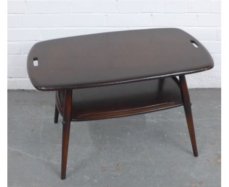Ercol dark elm two tier coffee table, 44 x 73 x 45cm 