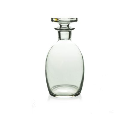 Val St Lambert, an Art Deco glass spirit decanter, circa 1930, shouldered form, with flat octagonal cut stopper, 17.5cm high