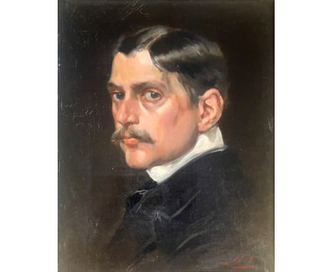 Continental School, circa 1900, portrait of a young gentleman, head and shoulders in half profile, indistinctly signed with i