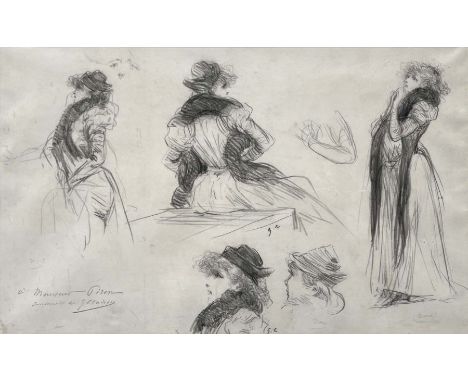 Georges Clairin (French, 1843-1919), portrait studies of Sarah Bernhardt, signed with initials twice and inscribed 'A Monsieu