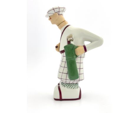 Bastard, an Art Deco novelty liqueur bottle, circa 1930, modelled as a golfer, the head with corked stopper, 25.5cm high