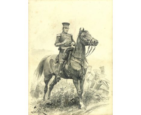 Richard Caton Woodville (British, 1856-1929), General Gneisenau at the Battle of Leipzig, 1895, signed and dated to l.l. 1895