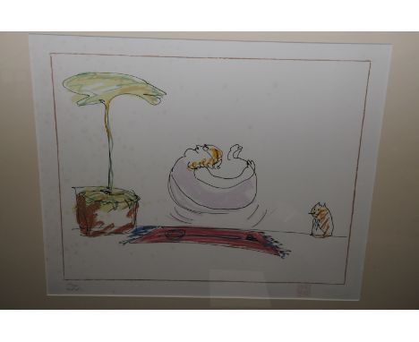 'Feeling Good' by John Lennon, limited edition signed lithograph no. 212/300, John is in mid air, he sees himself levitating 