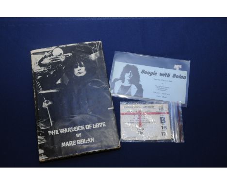 Hardback edition Warlock of Love by Marc Bolan 1969, printed by Latimer Trend and Co Ltd Plymouth, 'Boogie with Bolan' Saturd