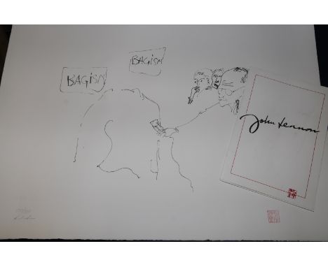 Unframed 'Bagism' John Lennon limited edition signed lithograph no. 237/300 with copy of John Lennon 20th - 25th September 19