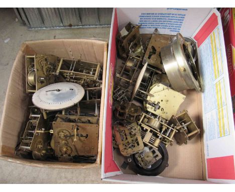 Two boxes of assorted clock movements 