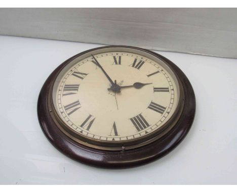 A 20th Century mahogany 12" dial clock with Roman GPO and George V crest dial, later quartz movement