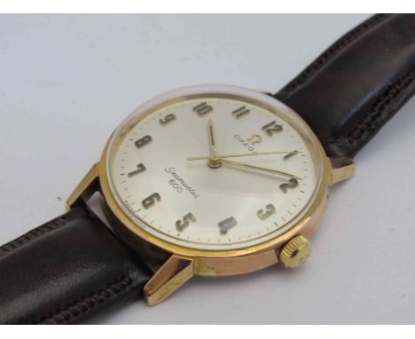 OMEGA: a Seamaster 600 manual wind gent's gold plated and steel wristwatch, with Arabic silvered dial and centre seconds, cir