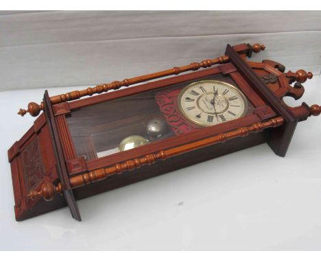 A late 19th/early 20th Century mahogany Vienna style wall clock with Roman dial signed John Williams, Lammas Street, Carmarth