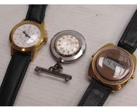 A Timor automatic Braille dial watch, Timex electronic and an Oris fob watch (3)