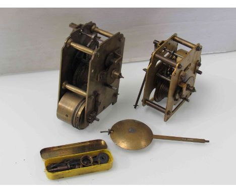 Two single fusee clock movements and mixed spares