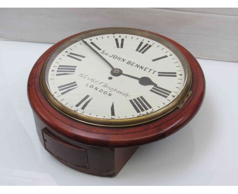 A 19th Century mahogany 16" dial clock with painted Roman metal dial signed Sir John Bennett, 65 & 64, Cheapside, London, sin