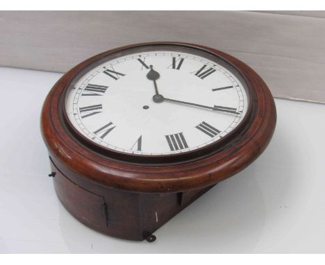 A mahogany 12" dial clock with painted metal Roman dial, 30 hour movement 