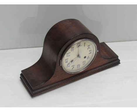 An oak Napoleon hat mantel clock, 23cm high