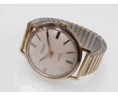 A Bravingtons Wetrista 9ct gold gent's manual wind wristwatch, centre seconds, case diameter 35mm 