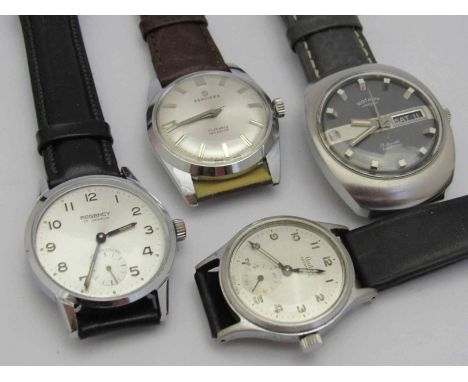 Four vintage steel gents wristwatches: Services, Gudax, Regency and Rotary