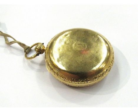 An 18ct gold W. Coxhead Reading No. 5849 pocket watch with ornately engraved case, gold engine turned and engraved face, Roma