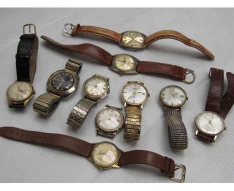 Ten assorted steel/gold plated gent's wristwatches including Rotary and Smith's