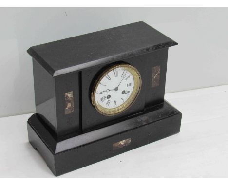 A Victorian marble 8 day mantel clock with key and pendulum