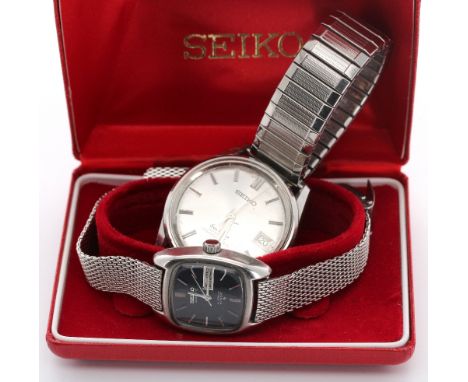 Seiko Sea horse stainless steel gentleman's bracelet watch, ref. 6602-8010, circular silvered dial with baton markers, date a