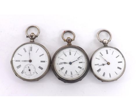 Three cylinder engine turned fob watches (3) (two at fault)