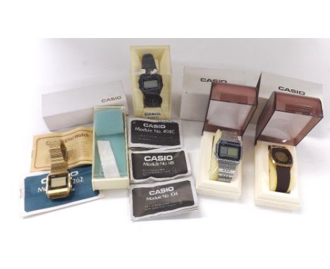 Four Casio gentlemen's wristwatches to include a Casio Melody Alarm Chronograph, ref. AX-210 (boxed with tags, warranty certi