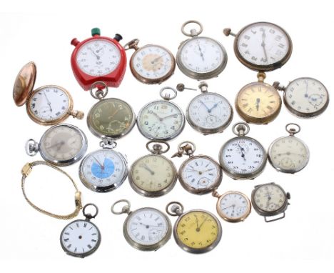 Collection of pocket watches for repair, to include a Jaeger LeCoultre military issue pocket watch and another, Heuer Super S