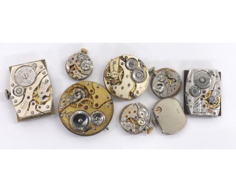Rolex wristwatch movement; together with seven further wristwatch movements including Zenith, Hamilton, Doxa Locle, Longines 