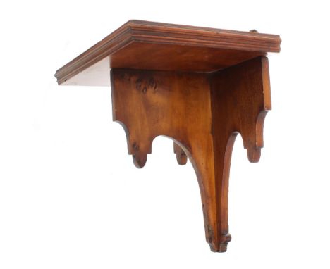Gothic yew wood clock bracket, 10.5" wide, 7.25" deep, 11.5" high