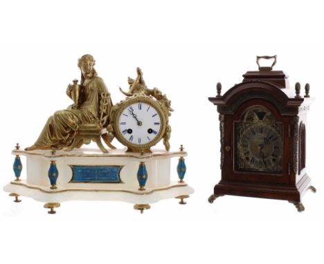 Small Dutch walnut reproduction two train bracket clock striking on bells, signed Warmink to the dial centre, within a rounde