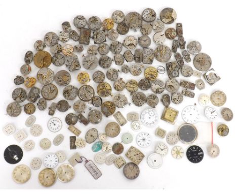 Quantity of wristwatch movements and dials, to include an Eterna-Matic automatic movement, part Omega movement, Zenith moveme
