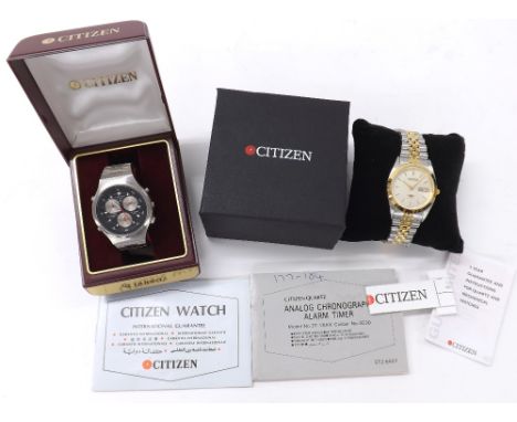 Citizen Quartz chronograph alarm stainless steel gentleman's bracelet watch, ref. 3530-351207, 38mm (Citizen box, guarantee b