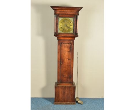 JOHN PORTHOUSE OF PENRITH (c1713-1815) A GEORGE III OAK 30 HOUR LONGCASE CLOCK, the square hood with an overhanging cornice, 