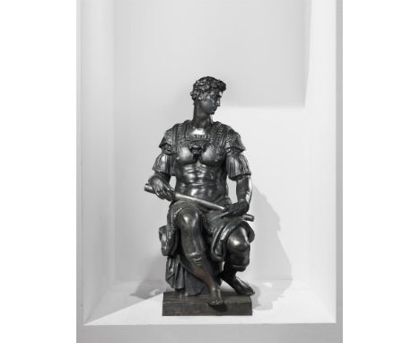 ‡ AFTER MICHELANGELO (1475-1564), A VAL D'OSNE CAST IRON FIGURE OF GIULIANO DE' MEDICI FRENCH, LATE 19TH CENTURYPortrayed in 