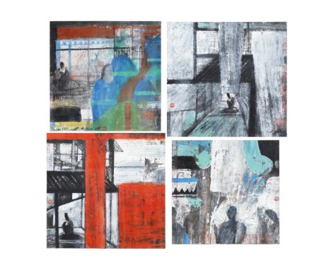 CHEN XINMAO (b. 1954)Set of four from a seriesInk, acrylic on paper.The first, signed and dated 1989; the second, signed but 
