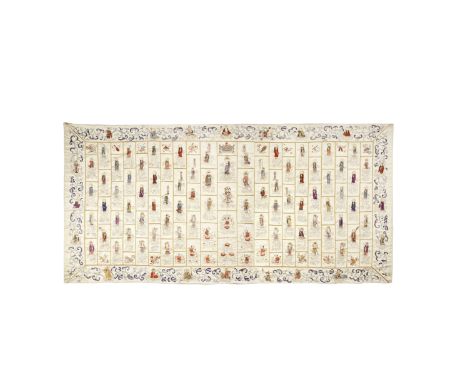 A FINE CORAL AND SEED PEARL-EMBROIDERED IVORY SILK BUDDHIST MONK'S ROBE, JIASHA19th/20th centuryComposed of one hundred and f