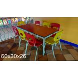 SET: 1 TABLE 60" X 30" X 28" W/ 8 CHAIRS