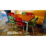 SET: 1 TABLE 48" X 28" X 26" W/ 6 CHAIRS