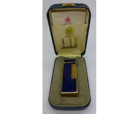 A lapis lazuli Dunhill lighter, with case and papers