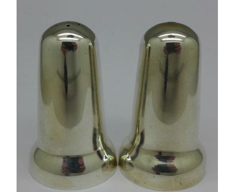 A silver salt and pepper pot, marked Auckland JMF, sterling