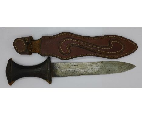 An African knife with leather scabbard