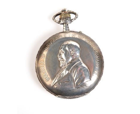 A rare Swiss silver cased commemorative pocket watch, marking the death of Edward the VII and the accession to the throne of 